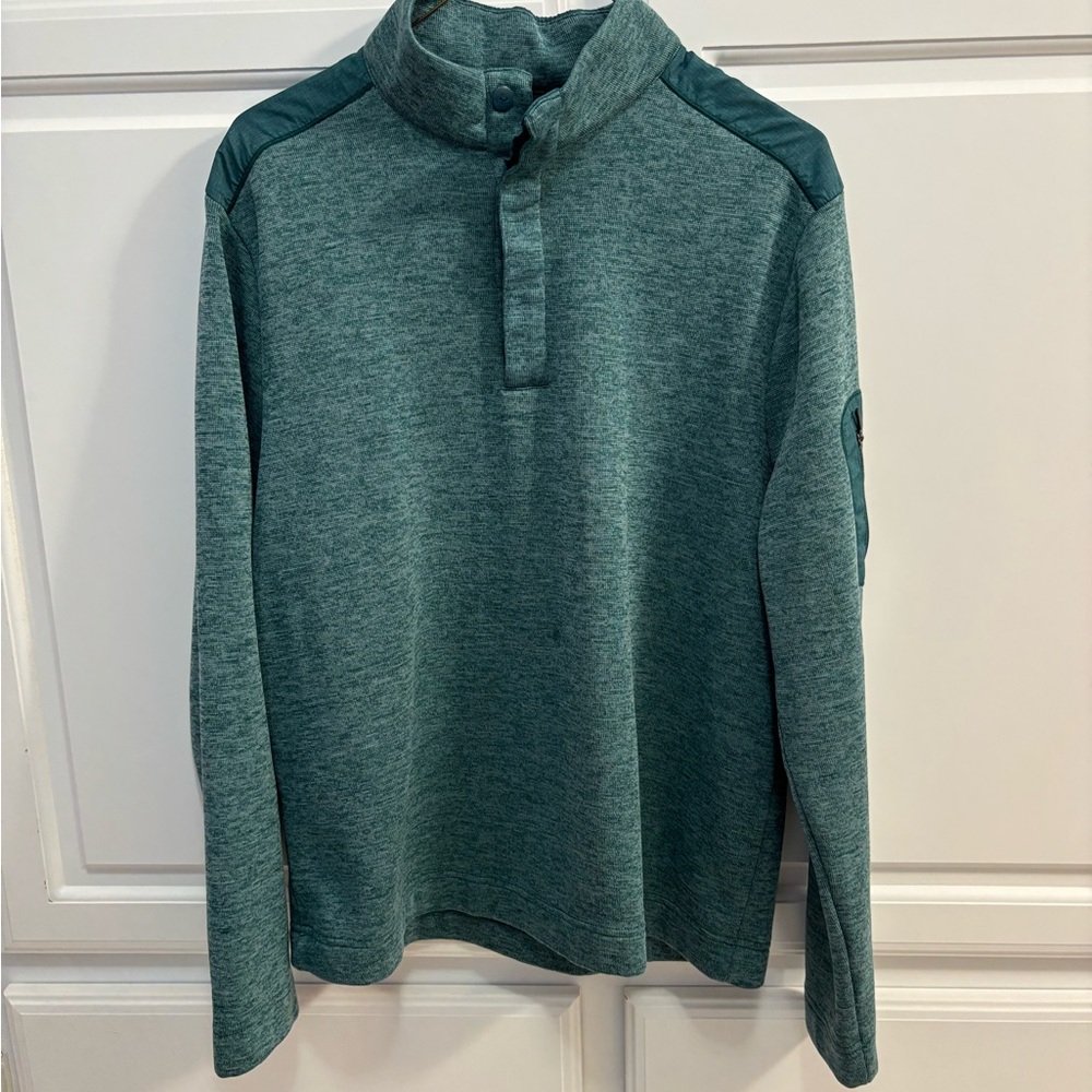 Greg Norman Green Heather 1/4 Button Front Long Sleeve Pullover Men’s Size M